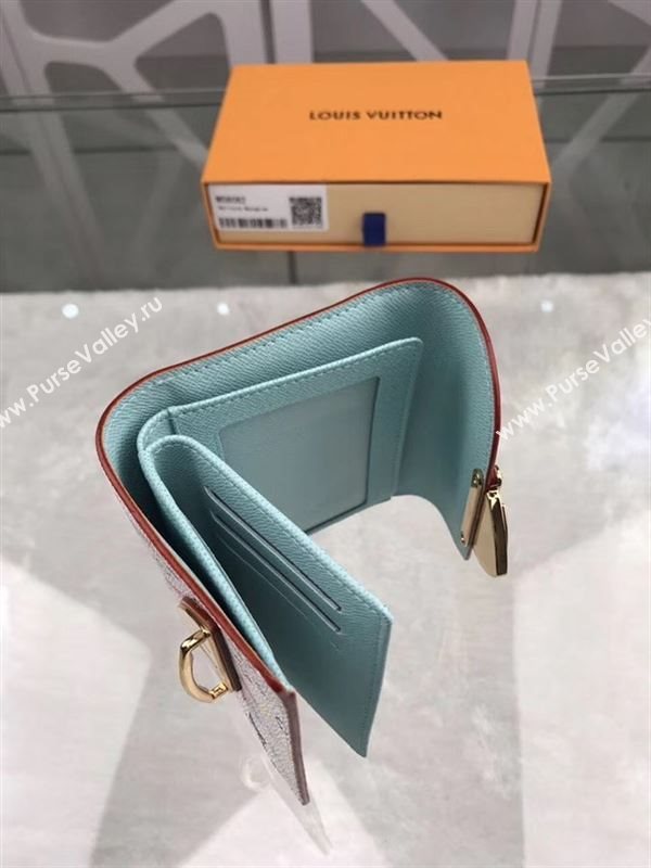 replica Louis Vuitton LV Joey Three Fold Wallet Monogram Purse Bag Blue M58082