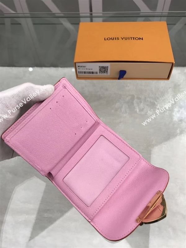 replica Louis Vuitton LV Joey Three Fold Wallet Monogram Purse Bag Pink M58081