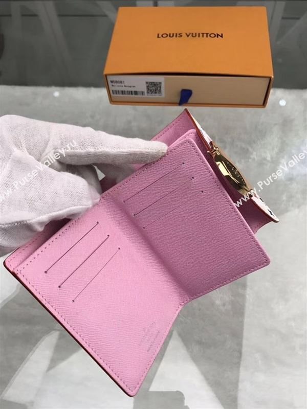 replica Louis Vuitton LV Joey Three Fold Wallet Monogram Purse Bag Pink M58081
