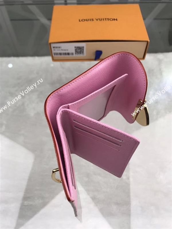 replica Louis Vuitton LV Joey Three Fold Wallet Monogram Purse Bag Pink M58081