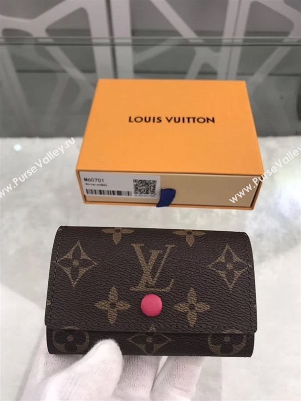 replica Louis Vuitton LV 6 Key Holder Wallet Monogram Purse Bag Rose M60701