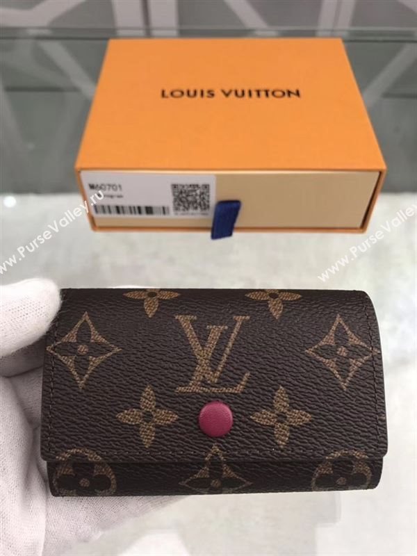 replica Louis Vuitton LV 6 Key Holder Wallet Monogram Purse Bag Maroon M60701