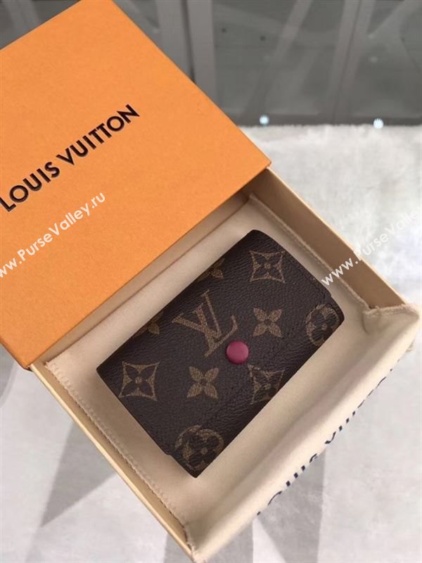 replica Louis Vuitton LV 6 Key Holder Wallet Monogram Purse Bag Maroon M60701