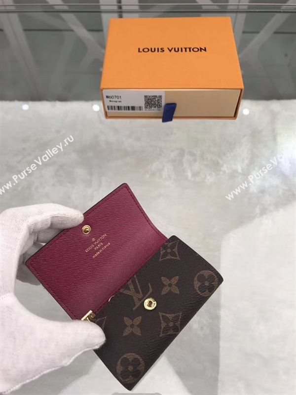 replica Louis Vuitton LV 6 Key Holder Wallet Monogram Purse Bag Maroon M60701