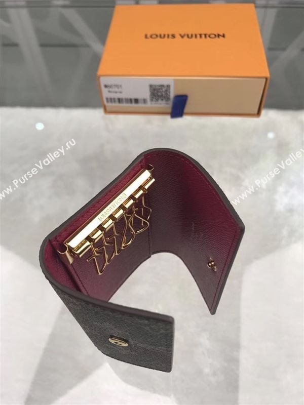 replica Louis Vuitton LV 6 Key Holder Wallet Monogram Purse Bag Maroon M60701