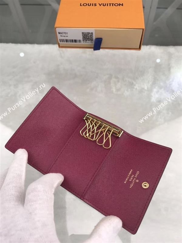 replica Louis Vuitton LV 6 Key Holder Wallet Monogram Purse Bag Maroon M60701