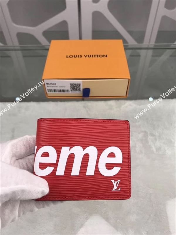 replica Louis Vuitton LV Supreme Multiple Wallet Epi Leather Purse Bag Red M67542