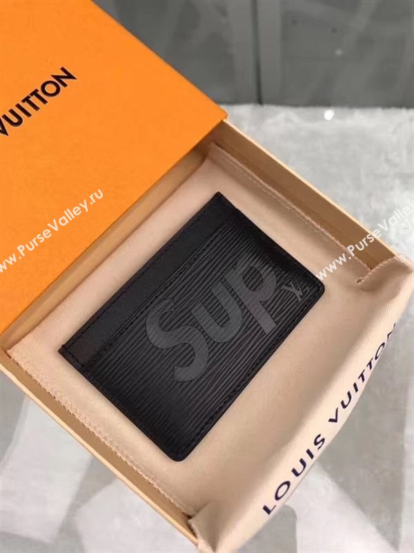 replica Louis Vuitton LV Supreme Card Holder Epi Leather Purse Bag Black M61733