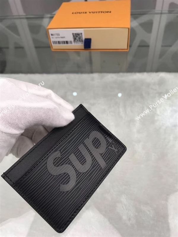 replica Louis Vuitton LV Supreme Card Holder Epi Leather Purse Bag Black M61733
