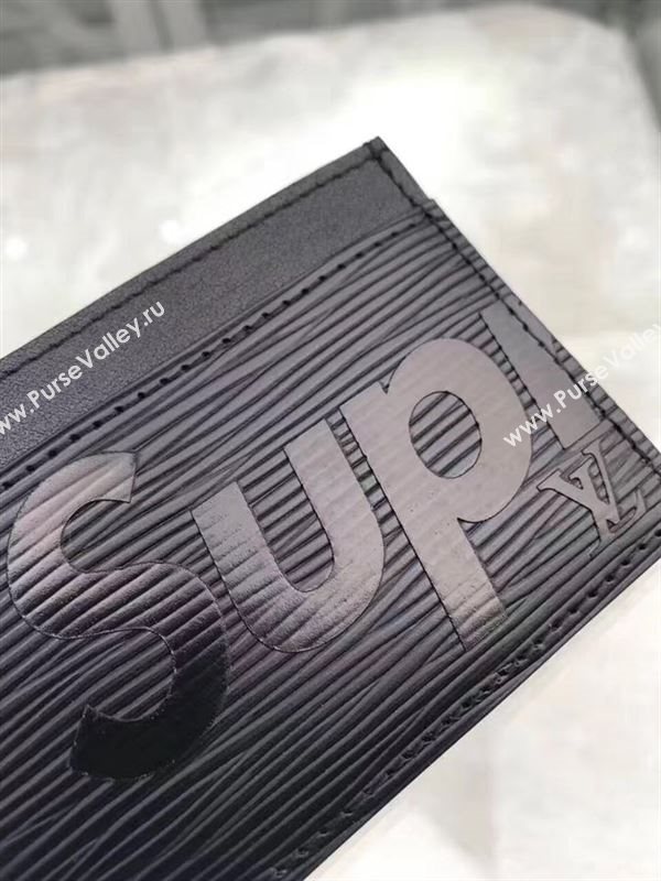 replica Louis Vuitton LV Supreme Card Holder Epi Leather Purse Bag Black M61733