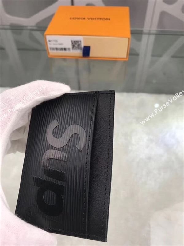 replica Louis Vuitton LV Supreme Card Holder Epi Leather Purse Bag Black M61733