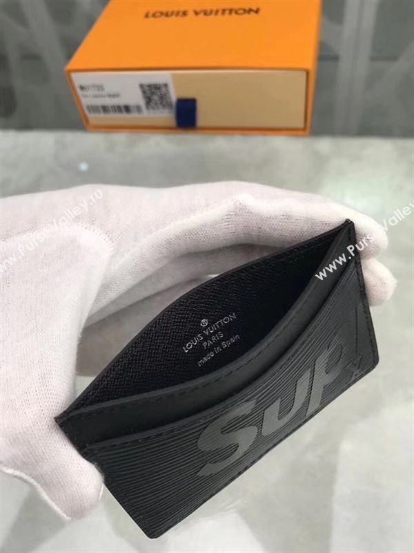 replica Louis Vuitton LV Supreme Card Holder Epi Leather Purse Bag Black M61733