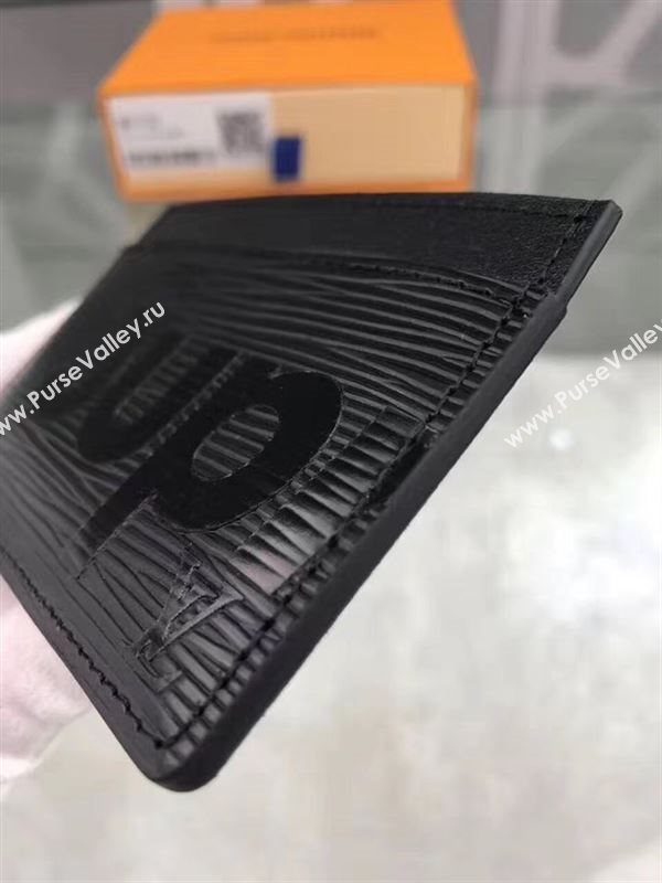 replica Louis Vuitton LV Supreme Card Holder Epi Leather Purse Bag Black M61733