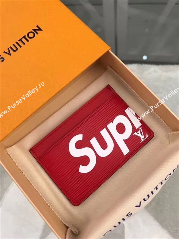 replica Louis Vuitton LV Supreme Card Holder Epi Leather Purse Bag Red M60703