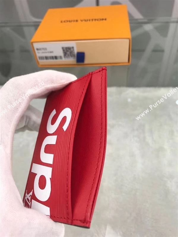 replica Louis Vuitton LV Supreme Card Holder Epi Leather Purse Bag Red M60703