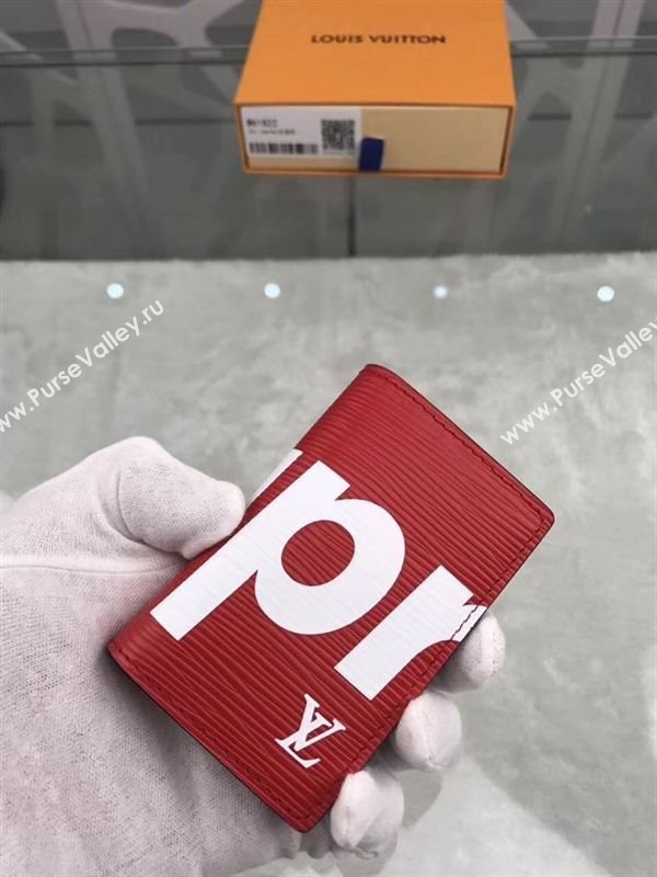 replica Louis Vuitton LV Supreme Pocket Organizer Wallet Epi Leather Purse Bag Red M61822