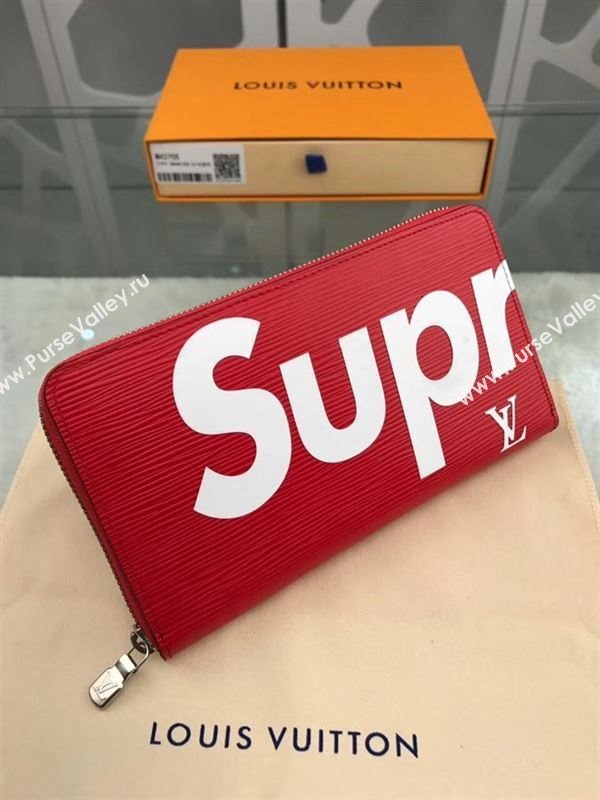 replica Louis Vuitton LV Supreme Zippy Organizer Wallet Epi Leather Purse Bag Red M42705