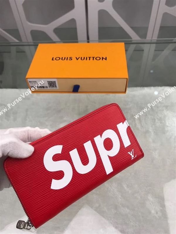 replica Louis Vuitton LV Supreme Zippy Wallet Epi Leather Purse Bag Red M60305