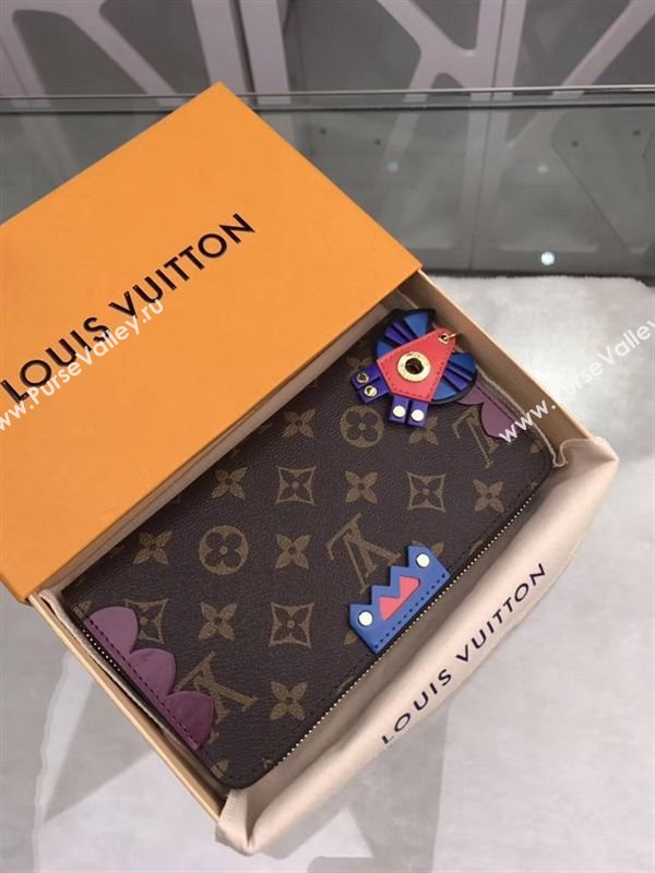 replica Louis Vuitton LV Zippy Totem Wallet Monogram Canvas Purse Bag Purple M61349