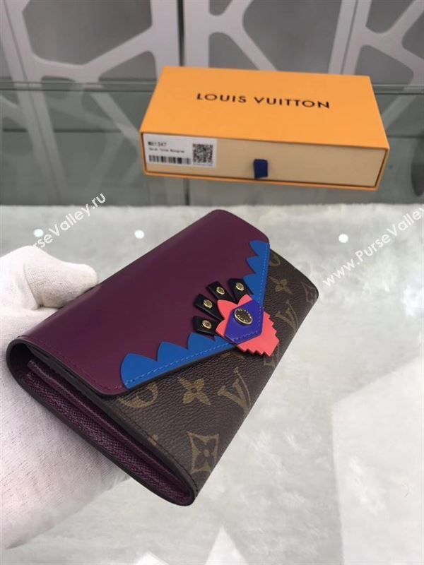 replica Louis Vuitton LV Monogram Totem Wallet Leather Purse Bag Purple M61347