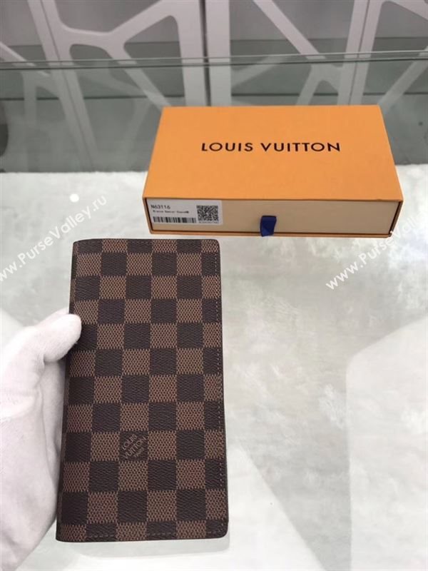 replica N63116 Louis Vuitton LV Brazza Wallet Damier Ebene Purse Bag Coffee