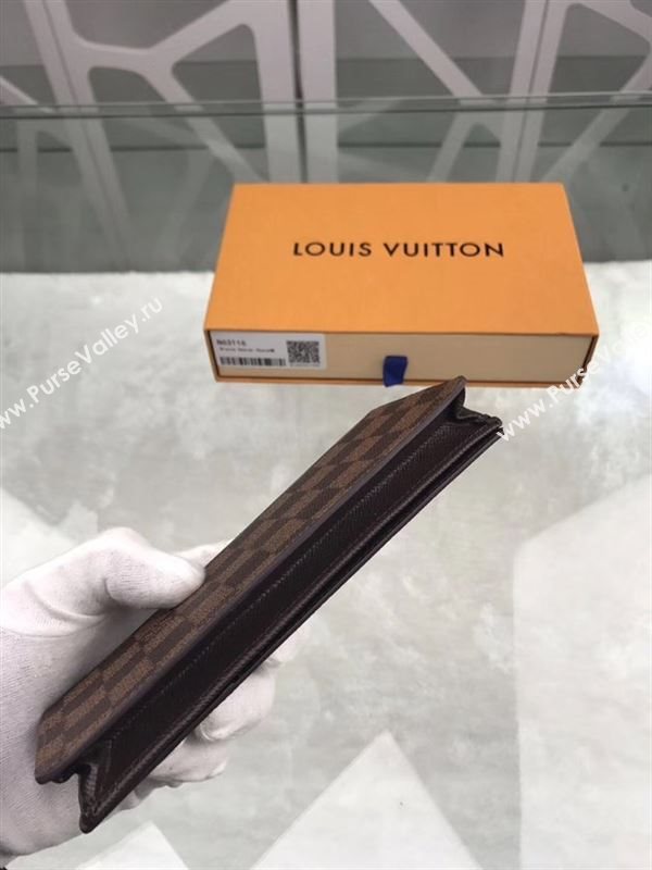 replica N63116 Louis Vuitton LV Brazza Wallet Damier Ebene Purse Bag Coffee