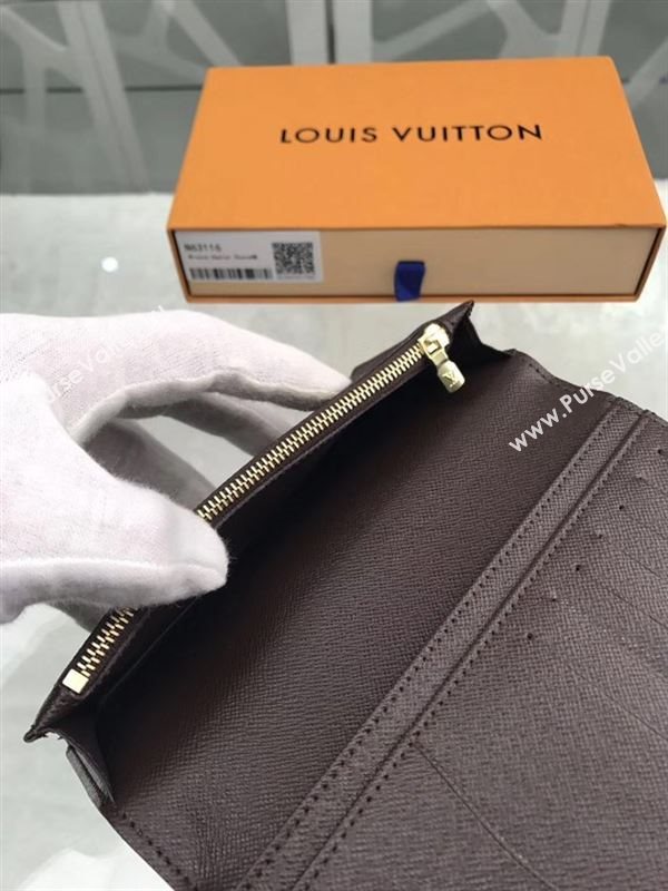 replica N63116 Louis Vuitton LV Brazza Wallet Damier Ebene Purse Bag Coffee