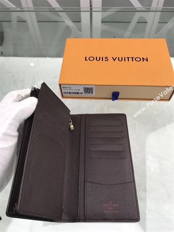 replica N63116 Louis Vuitton LV Brazza Wallet Damier Ebene Purse Bag Coffee