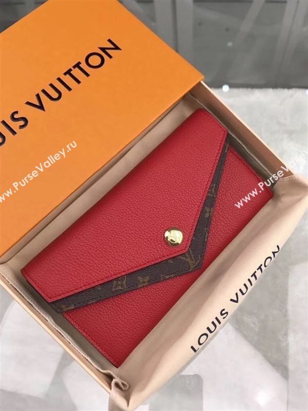 replica M64317 Louis Vuitton LV Double V Wallet Calf Leather Purse Bag Red