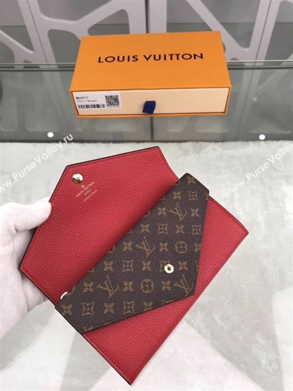 replica M64317 Louis Vuitton LV Double V Wallet Calf Leather Purse Bag Red