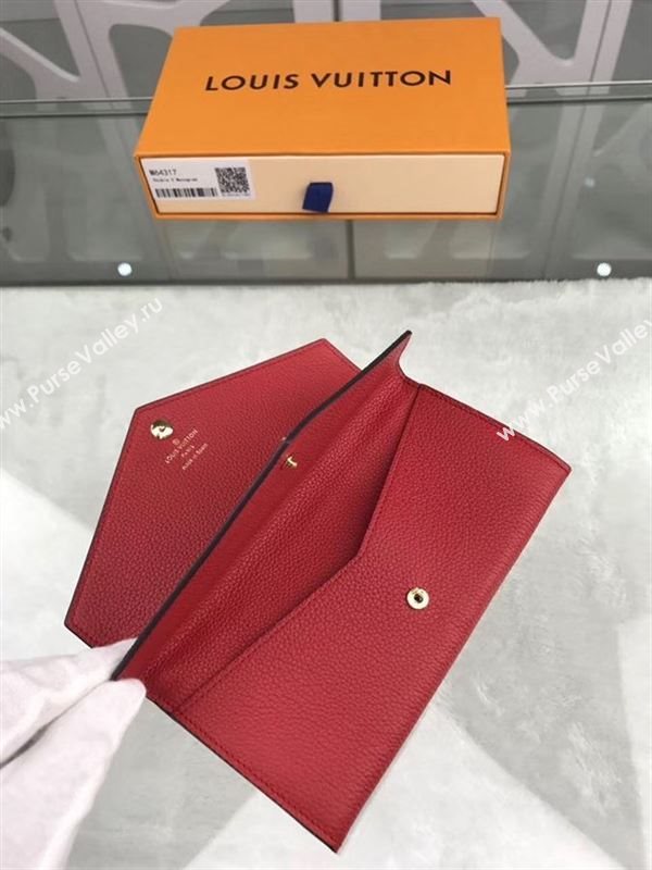 replica M64317 Louis Vuitton LV Double V Wallet Calf Leather Purse Bag Red