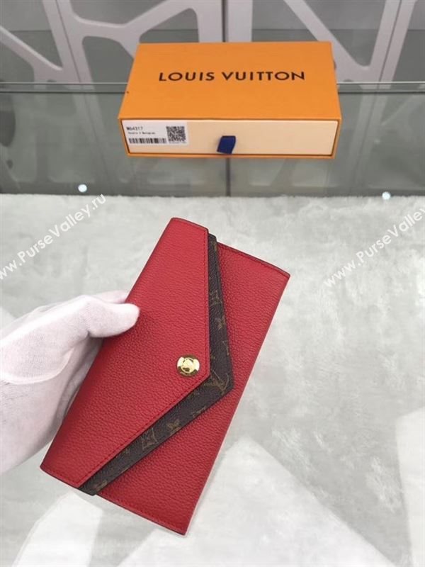 replica M64317 Louis Vuitton LV Double V Wallet Calf Leather Purse Bag Red