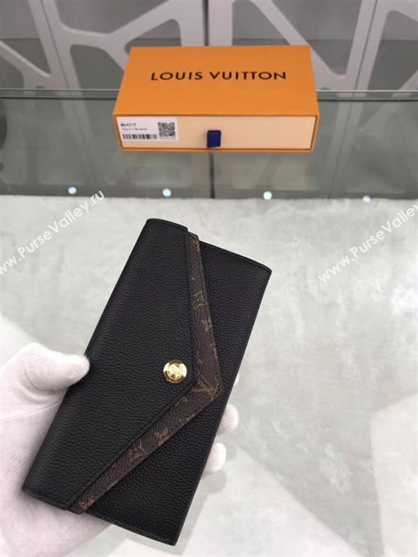 replica M64319 Louis Vuitton LV Double V Wallet Calf Leather Purse Bag Black
