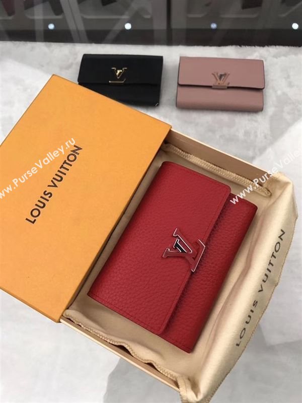 replica M62158 Louis Vuitton LV Capucines Compact Wallet Taurillon Leather Purse Bag Red