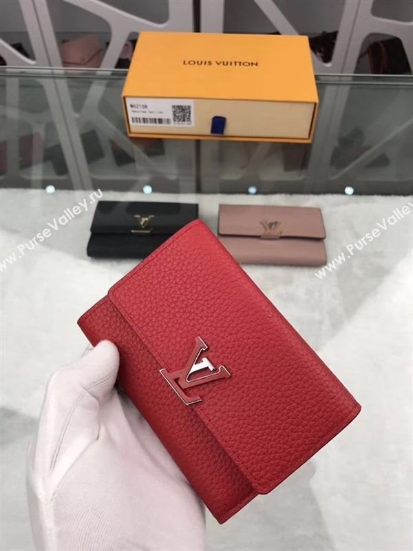 replica M62158 Louis Vuitton LV Capucines Compact Wallet Taurillon Leather Purse Bag Red