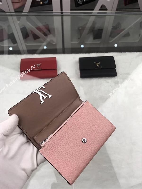 replica M62156 Louis Vuitton LV Capucines Compact Wallet Taurillon Leather Purse Bag Pink