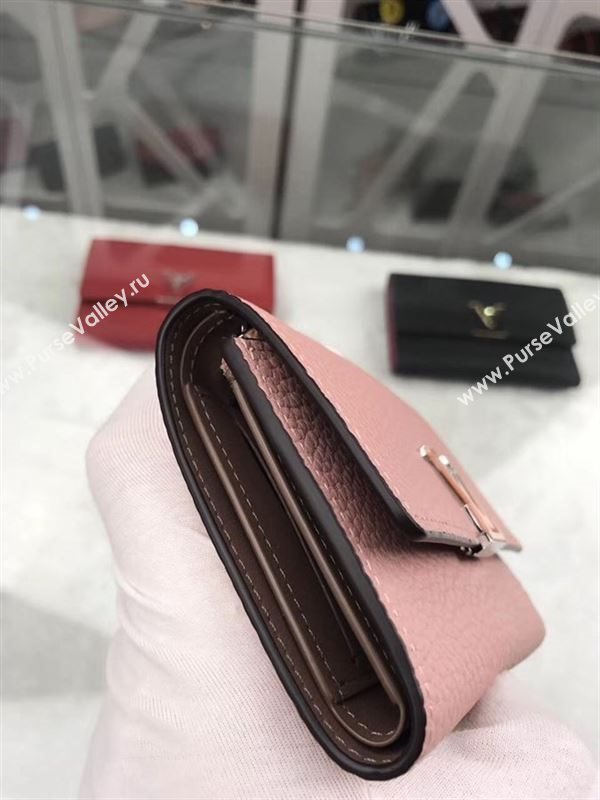 replica M62156 Louis Vuitton LV Capucines Compact Wallet Taurillon Leather Purse Bag Pink