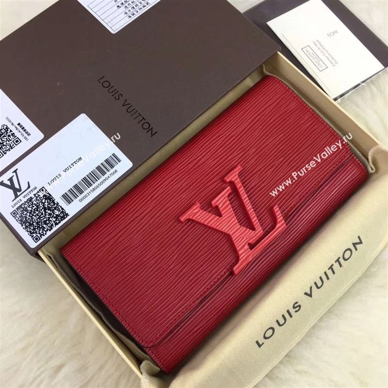 replica M60962 Louis Vuitton LV Louise Wallet Clutch Epi Leather Purse Bag Wine