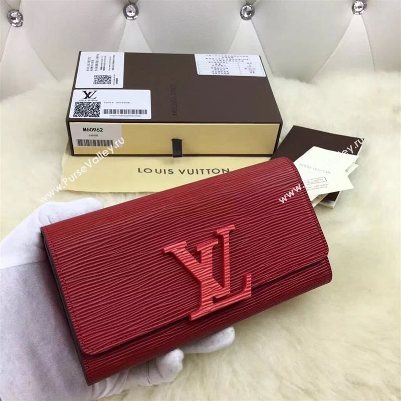 replica M60962 Louis Vuitton LV Louise Wallet Clutch Epi Leather Purse Bag Wine