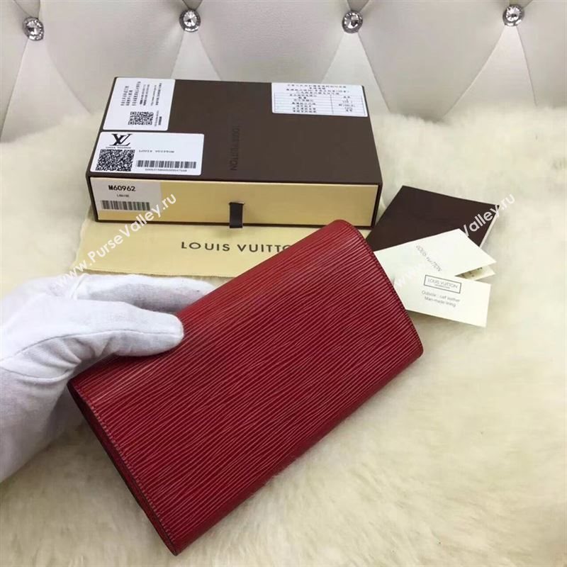 replica M60962 Louis Vuitton LV Louise Wallet Clutch Epi Leather Purse Bag Wine