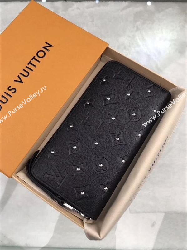 replica M61442 Louis Vuitton LV Zippy Wallet Monogram Leather Purse Bag Black