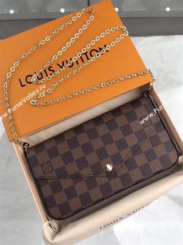 replica N63032 Louis Vuitton LV Pochette Felicie Wallet Clutch Damier Canvas Purse Bag 