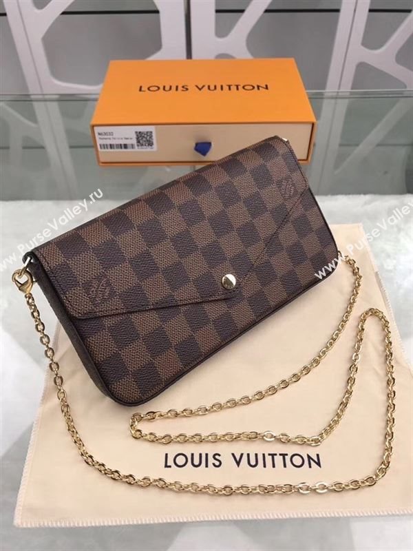 replica N63032 Louis Vuitton LV Pochette Felicie Wallet Clutch Damier Canvas Purse Bag 