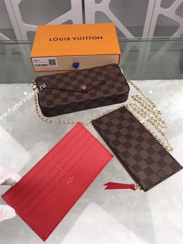 replica N63032 Louis Vuitton LV Pochette Felicie Wallet Clutch Damier Canvas Purse Bag 