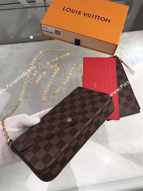 replica N63032 Louis Vuitton LV Pochette Felicie Wallet Clutch Damier Canvas Purse Bag 