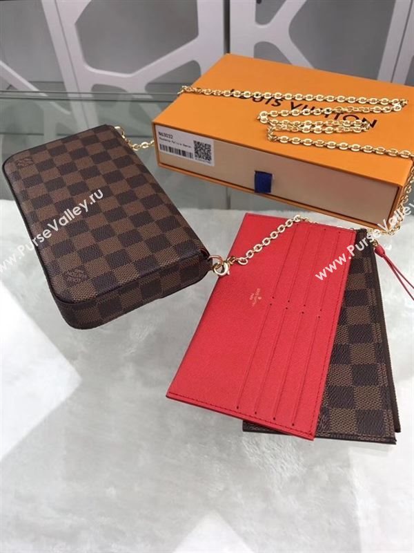 replica N63032 Louis Vuitton LV Pochette Felicie Wallet Clutch Damier Canvas Purse Bag 