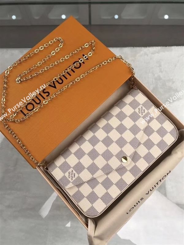 replica N63106 Louis Vuitton LV Pochette Felicie Wallet Clutch Damier Canvas Purse Bag White