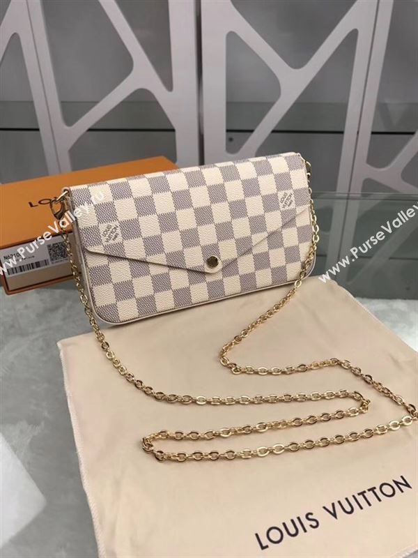 replica N63106 Louis Vuitton LV Pochette Felicie Wallet Clutch Damier Canvas Purse Bag White