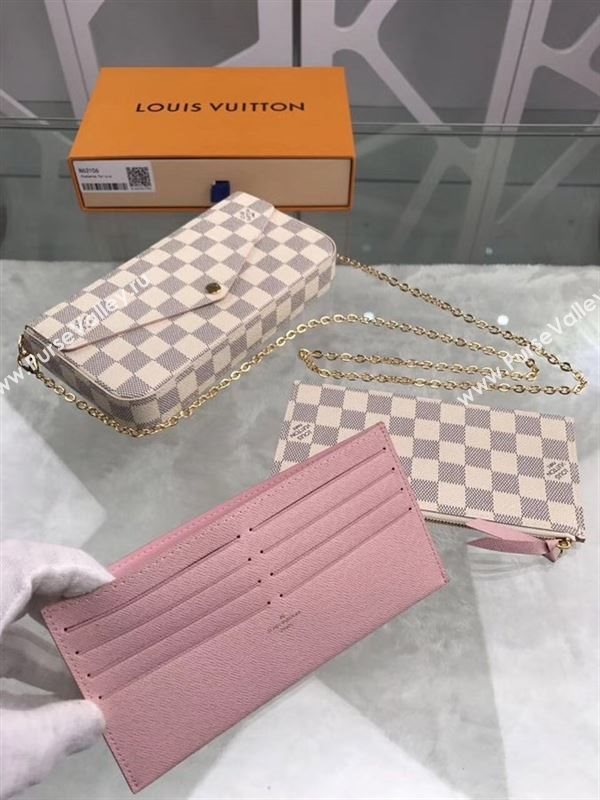 replica N63106 Louis Vuitton LV Pochette Felicie Wallet Clutch Damier Canvas Purse Bag White