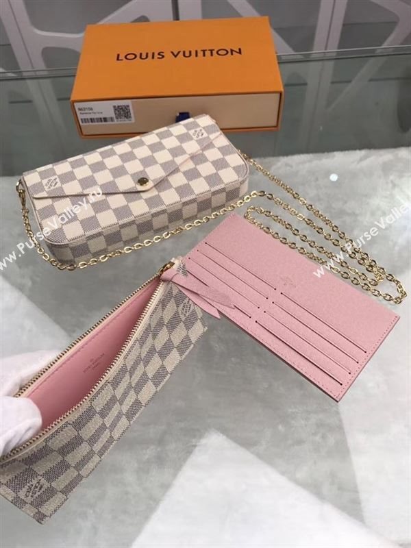 replica N63106 Louis Vuitton LV Pochette Felicie Wallet Clutch Damier Canvas Purse Bag White